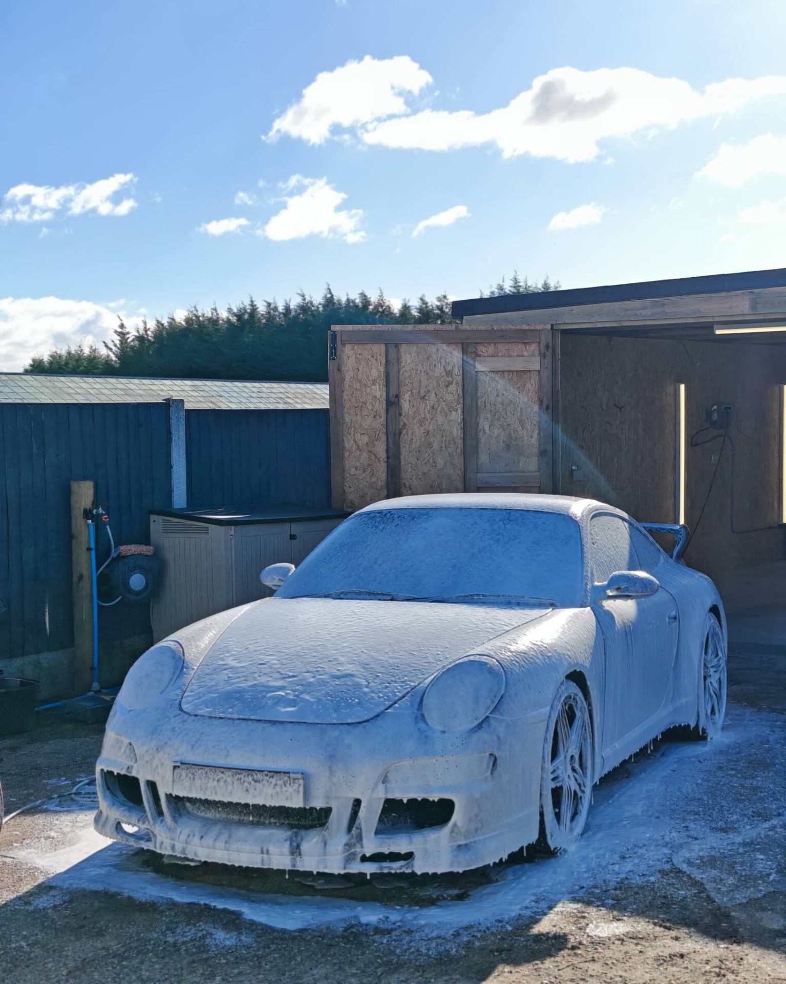 Snow-foam exterior deep clean on a Porsche 911 Carrera at Tailored Detail, Essex