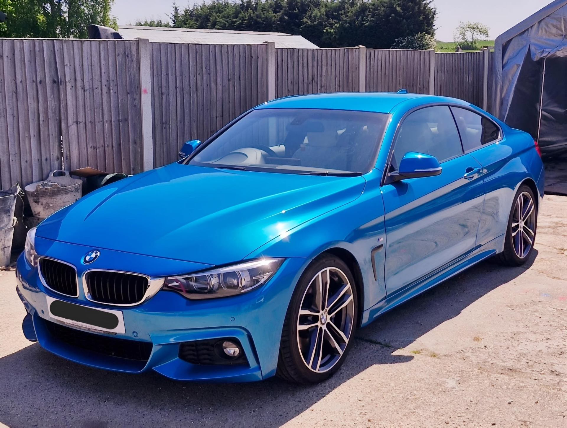 Bright blue BMW 4 Series freshly ceramic coated by Tailored Detail, Hockley Essex
